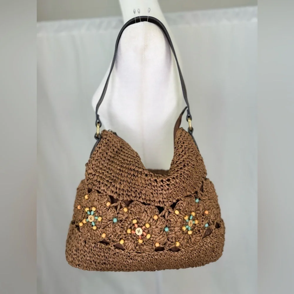 Beaded Woven Shoulder Bag